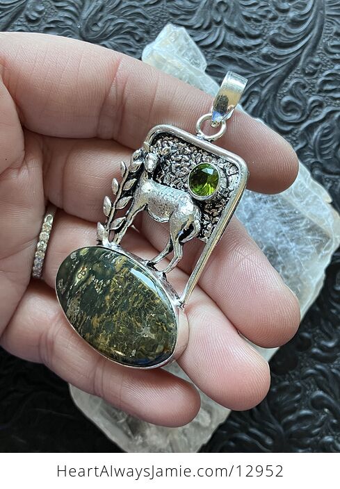 Ocean Jasper Crystal Stone Deer Jewelry Pendant - #OifclsUHz0A-5