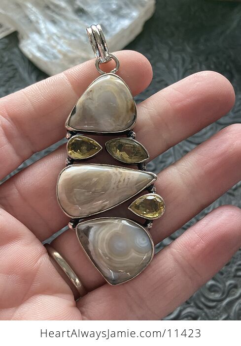 Ocean Jasper Crystal Stones with Citrine Jewelry Pendant - #2mKr58f9q9g-1
