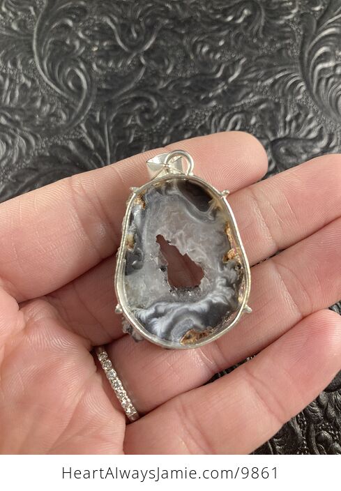 Oco Geode Agate Slice Crystal Stone Jewelry Pendant - #t3BvlvYfBGo-5