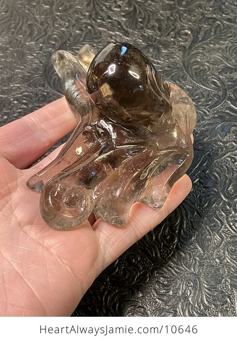 Octopus Carved in Polished Smoky Quartz Crystal - #fXJJVpGxlxQ-1