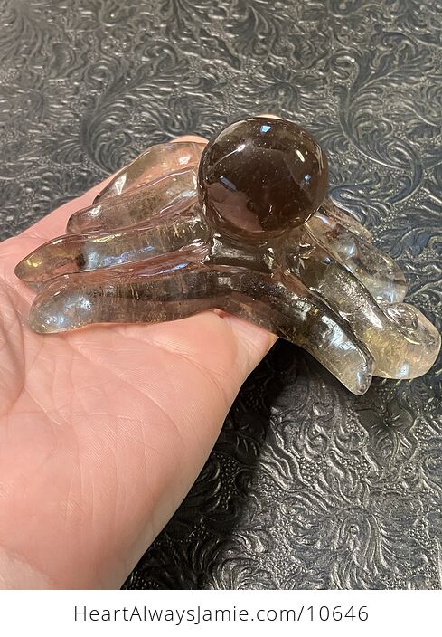 Octopus Carved in Polished Smoky Quartz Crystal - #fXJJVpGxlxQ-4