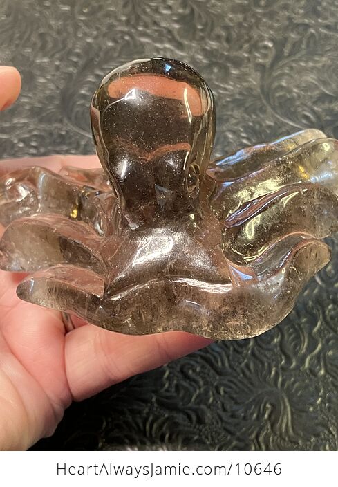 Octopus Carved in Polished Smoky Quartz Crystal - #fXJJVpGxlxQ-5