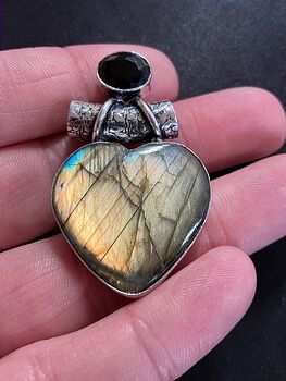 Onyx and Labradorite Heart Crystal Stone Jewelry Pendant #Yr70haxqqYQ