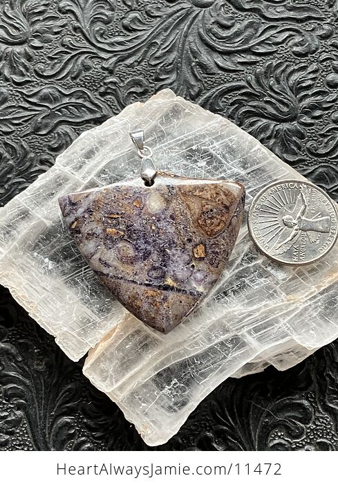 Opalized Fluorite Tiffany Stone Shield Shaped Crystal Jewelry Pendant - #yxQKzozrw90-6