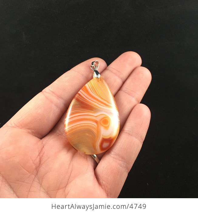 Orange Agate Stone Jewelry Pendant - #OpqfFJz0H3U-2