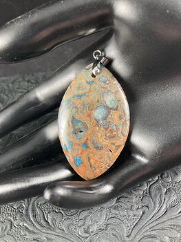Orange and Blue Crazy Lace Agate Stone Jewelry Pendant #QRKwrsK1wEk