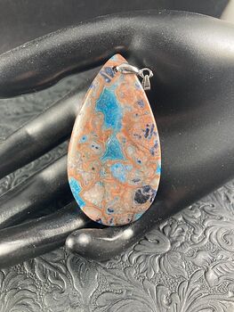 Orange and Blue Crazy Lace Agate Stone Jewelry Pendant #uZoDBjCdKWs
