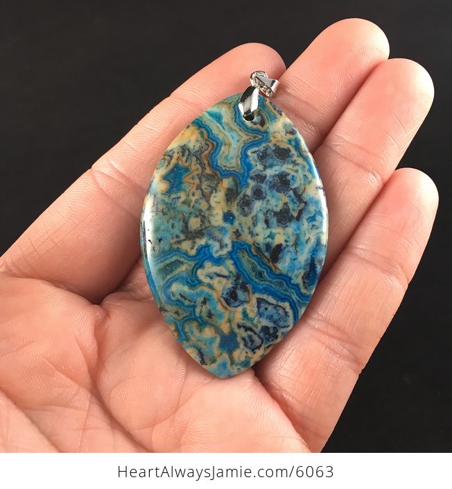 Orange and Blue Crazy Lace Agate Stone Jewelry Pendant - #0O3DS2cKS8Q-1