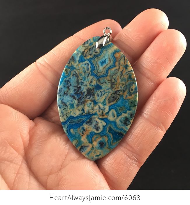 Orange and Blue Crazy Lace Agate Stone Jewelry Pendant - #0O3DS2cKS8Q-6