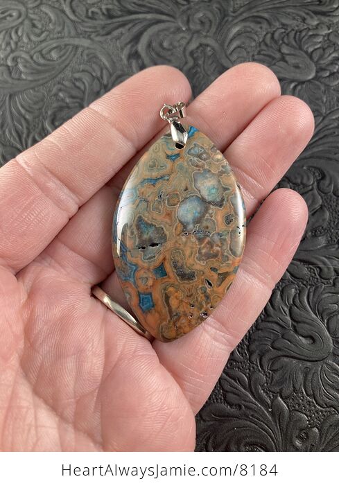 Orange and Blue Crazy Lace Agate Stone Jewelry Pendant - #QRKwrsK1wEk-4