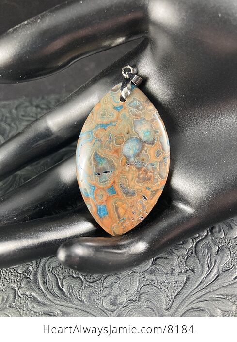 Orange and Blue Crazy Lace Agate Stone Jewelry Pendant - #QRKwrsK1wEk-1