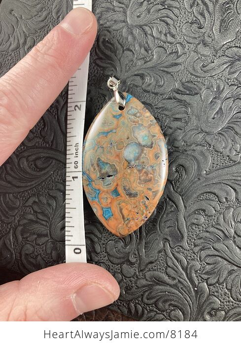 Orange and Blue Crazy Lace Agate Stone Jewelry Pendant - #QRKwrsK1wEk-3