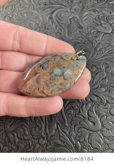 Orange and Blue Crazy Lace Agate Stone Jewelry Pendant - #QRKwrsK1wEk-5