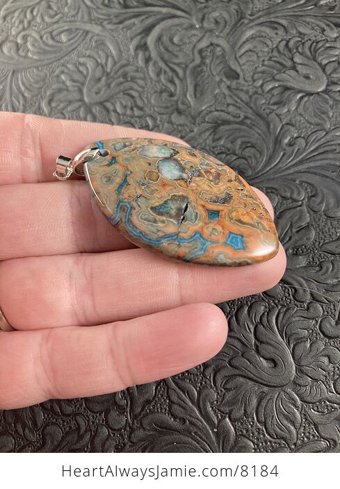 Orange and Blue Crazy Lace Agate Stone Jewelry Pendant - #QRKwrsK1wEk-6
