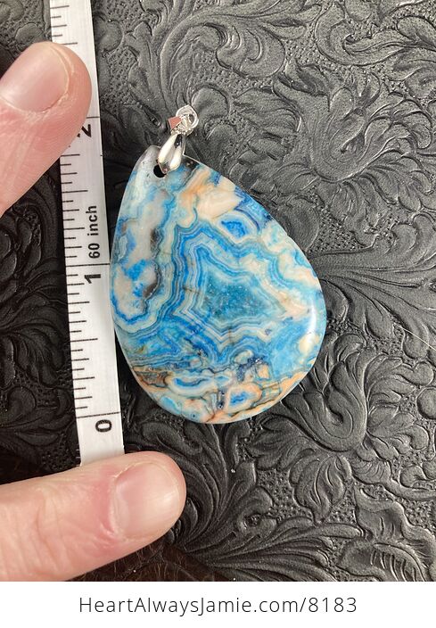 Orange and Blue Crazy Lace Agate Stone Jewelry Pendant - #kVPUfez1eVU-6