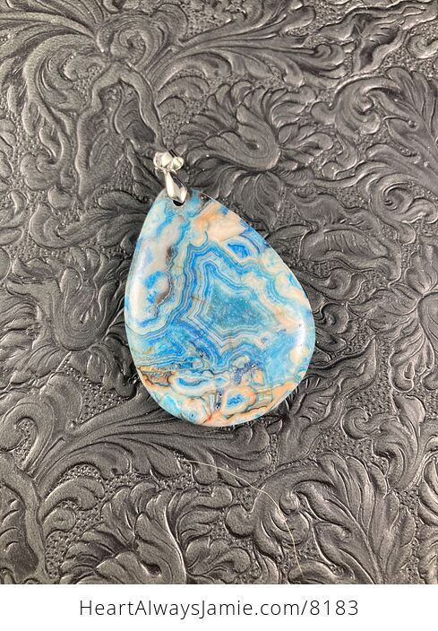 Orange and Blue Crazy Lace Agate Stone Jewelry Pendant - #kVPUfez1eVU-5