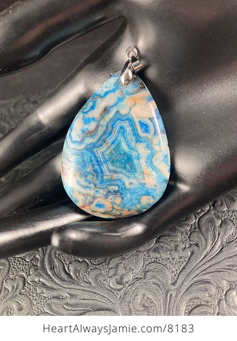 Orange and Blue Crazy Lace Agate Stone Jewelry Pendant - #kVPUfez1eVU-1