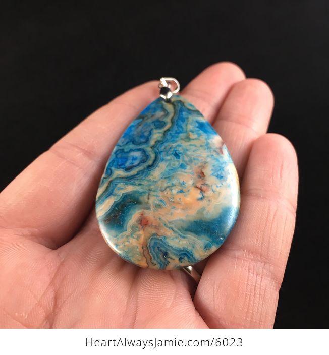 Orange and Blue Crazy Lace Agate Stone Jewelry Pendant - #px7beEreNsg-2