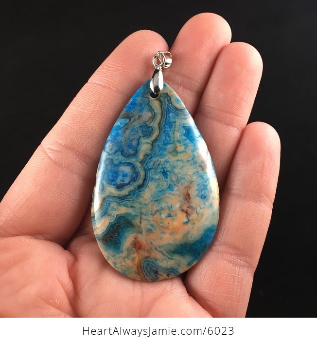 Orange and Blue Crazy Lace Agate Stone Jewelry Pendant - #px7beEreNsg-1