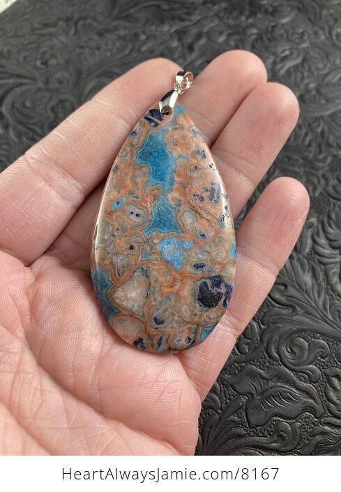 Orange and Blue Crazy Lace Agate Stone Jewelry Pendant - #uZoDBjCdKWs-4