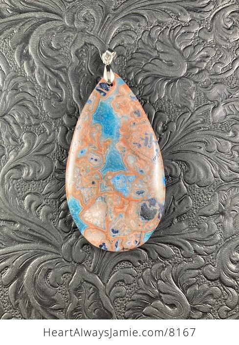 Orange and Blue Crazy Lace Agate Stone Jewelry Pendant - #uZoDBjCdKWs-2