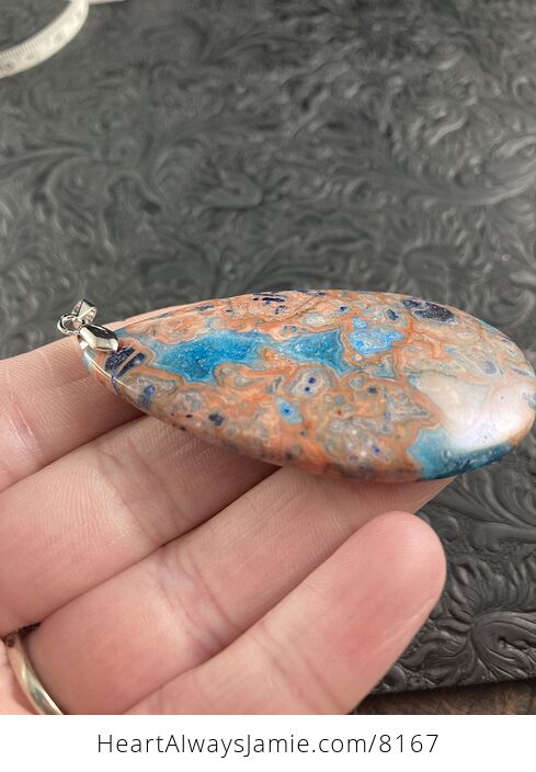 Orange and Blue Crazy Lace Agate Stone Jewelry Pendant - #uZoDBjCdKWs-7