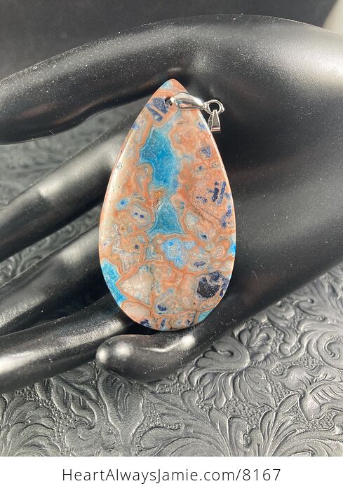 Orange and Blue Crazy Lace Agate Stone Jewelry Pendant - #uZoDBjCdKWs-1
