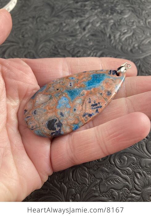 Orange and Blue Crazy Lace Agate Stone Jewelry Pendant - #uZoDBjCdKWs-5