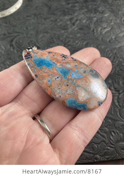 Orange and Blue Crazy Lace Agate Stone Jewelry Pendant - #uZoDBjCdKWs-6