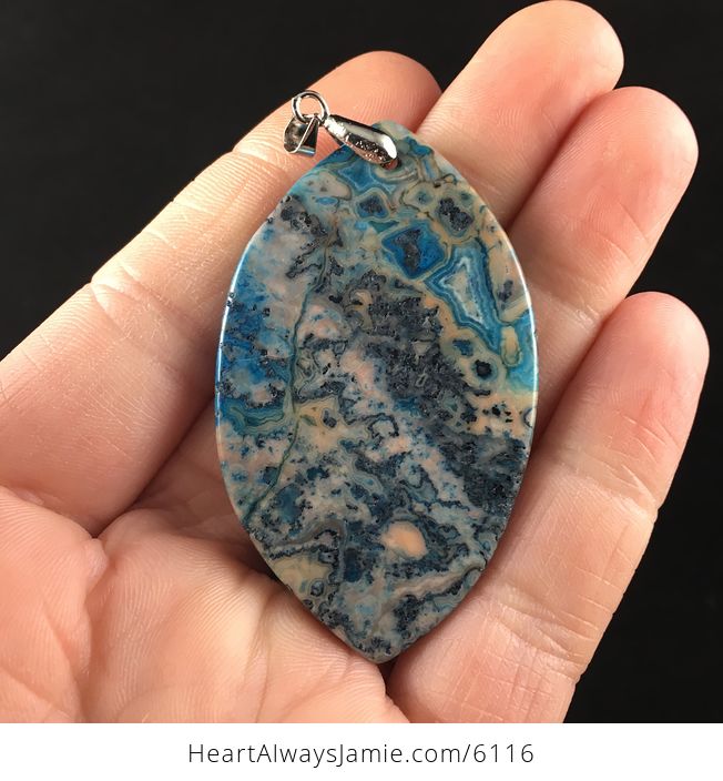 Orange and Blue Crazy Lace Agate Stone Jewelry Pendant - #zVi2K2QwMc8-6