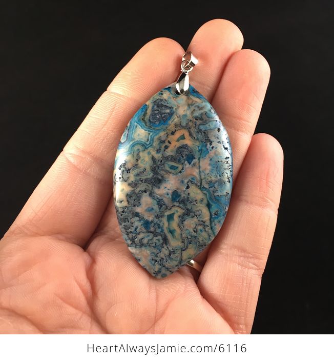 Orange and Blue Crazy Lace Agate Stone Jewelry Pendant - #zVi2K2QwMc8-1
