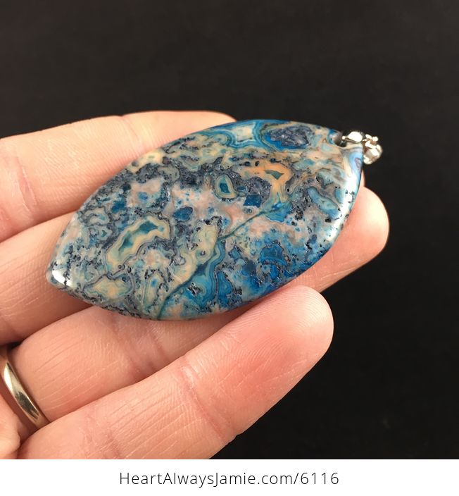 Orange and Blue Crazy Lace Agate Stone Jewelry Pendant - #zVi2K2QwMc8-3
