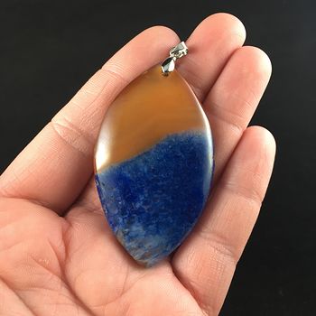 Orange and Blue Druzy Agate Stone Jewelry Pendant #J6At00h9oiw