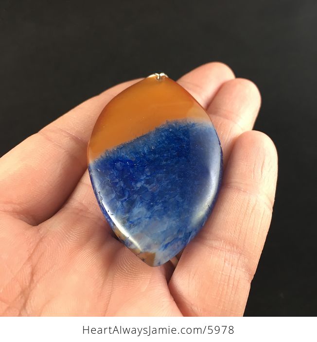 Orange and Blue Druzy Agate Stone Jewelry Pendant - #J6At00h9oiw-2