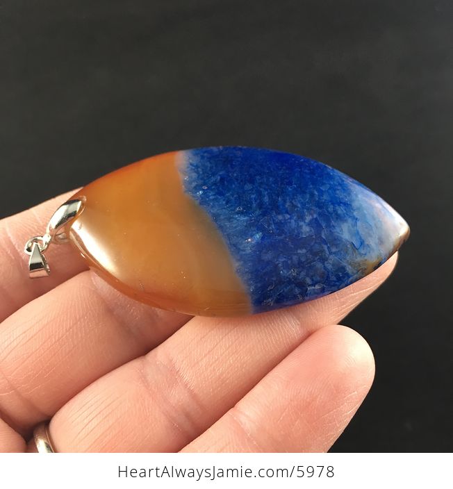 Orange and Blue Druzy Agate Stone Jewelry Pendant - #J6At00h9oiw-4