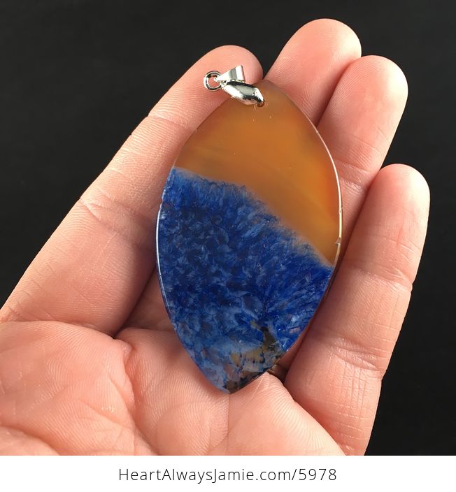 Orange and Blue Druzy Agate Stone Jewelry Pendant - #J6At00h9oiw-6