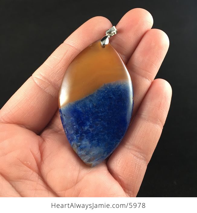 Orange and Blue Druzy Agate Stone Jewelry Pendant - #J6At00h9oiw-1