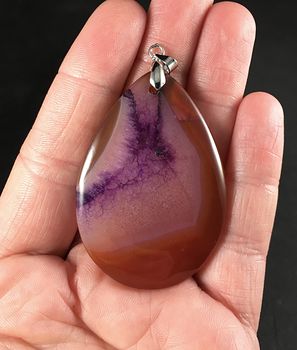 Orange and Brown and Purple Druzy Agate Stone Pendant #LOW78IF1URY