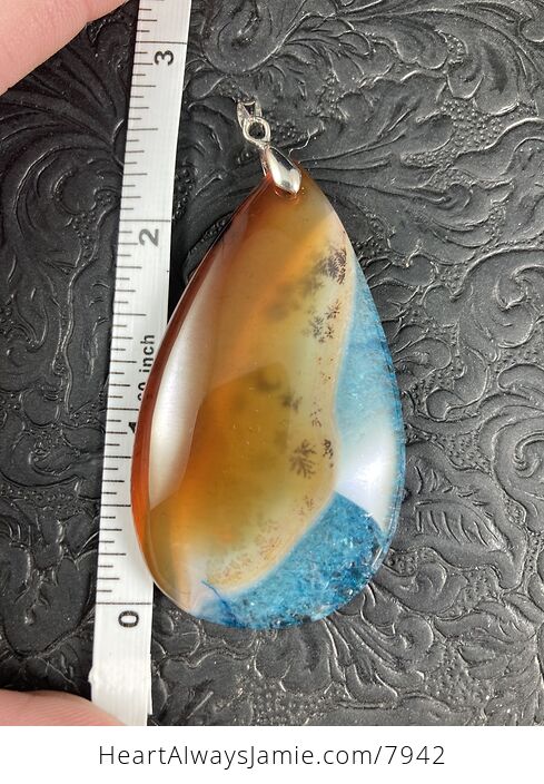 Orange and Dendritic Blue Drusy Stone Jewelry Pendant - #dIupwmm4uiY-6