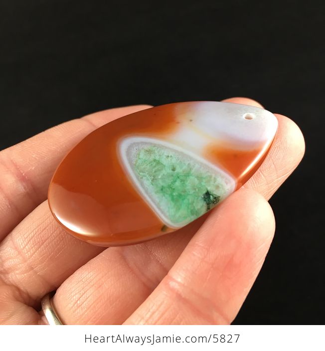 Orange and Green Drusy Stone Jewelry Pendant - #v9A2v6JEE1g-3