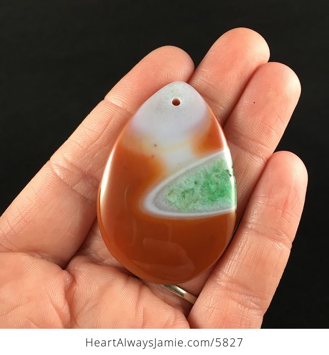 Orange and Green Drusy Stone Jewelry Pendant - #v9A2v6JEE1g-1