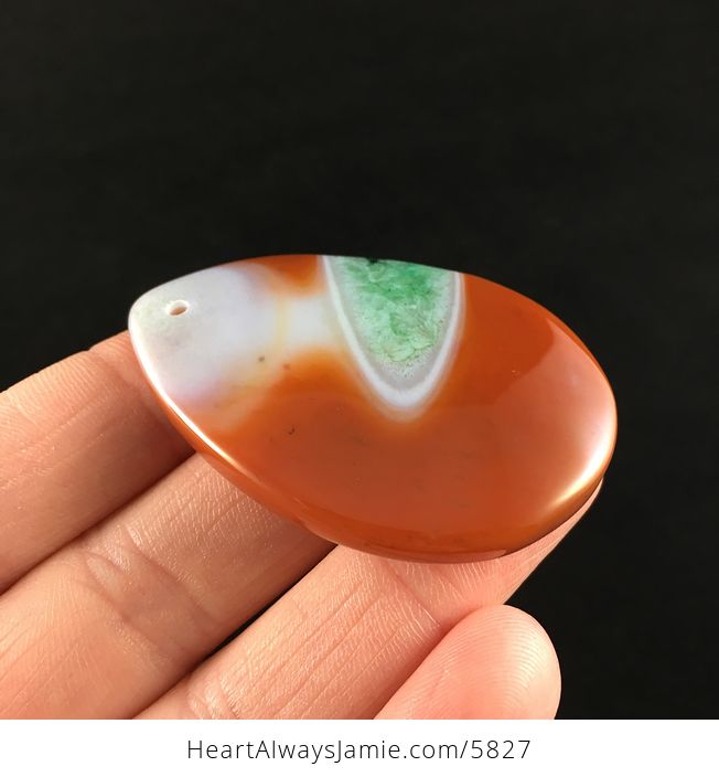 Orange and Green Drusy Stone Jewelry Pendant - #v9A2v6JEE1g-4