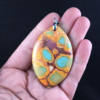 Orange and Green Turquoise Stone Jewelry Pendant #K7t4liKnld8
