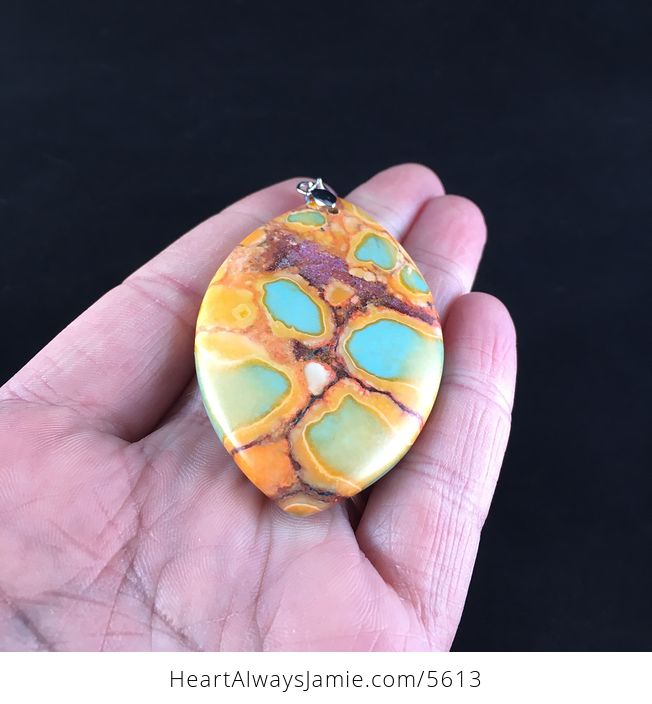 Orange and Green Turquoise Stone Jewelry Pendant - #K7t4liKnld8-3
