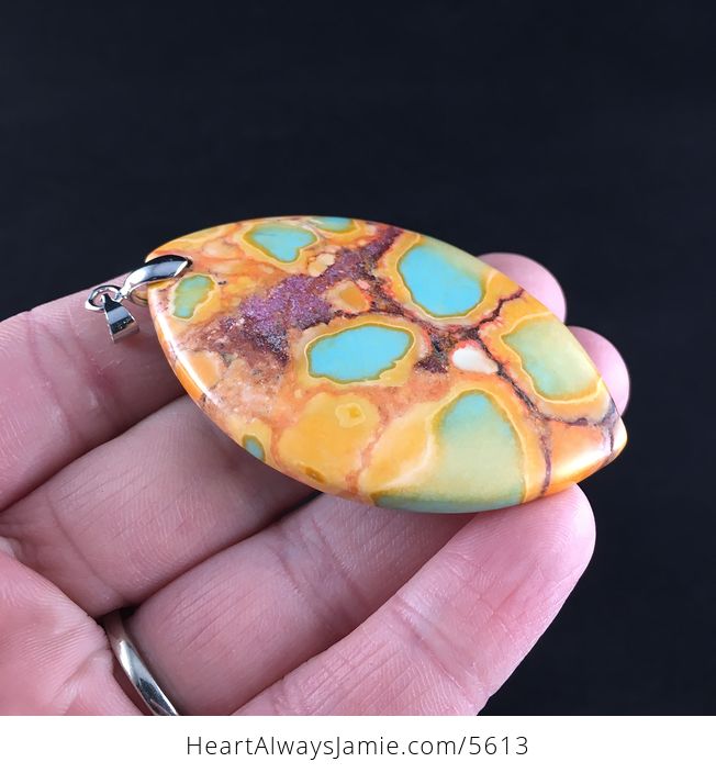 Orange and Green Turquoise Stone Jewelry Pendant - #K7t4liKnld8-5