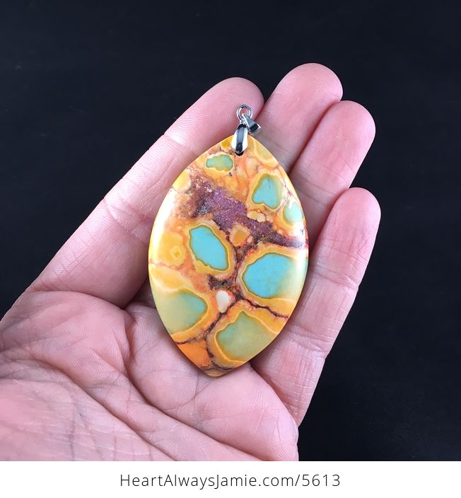 Orange and Green Turquoise Stone Jewelry Pendant - #K7t4liKnld8-2