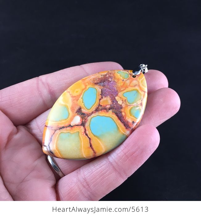 Orange and Green Turquoise Stone Jewelry Pendant - #K7t4liKnld8-4