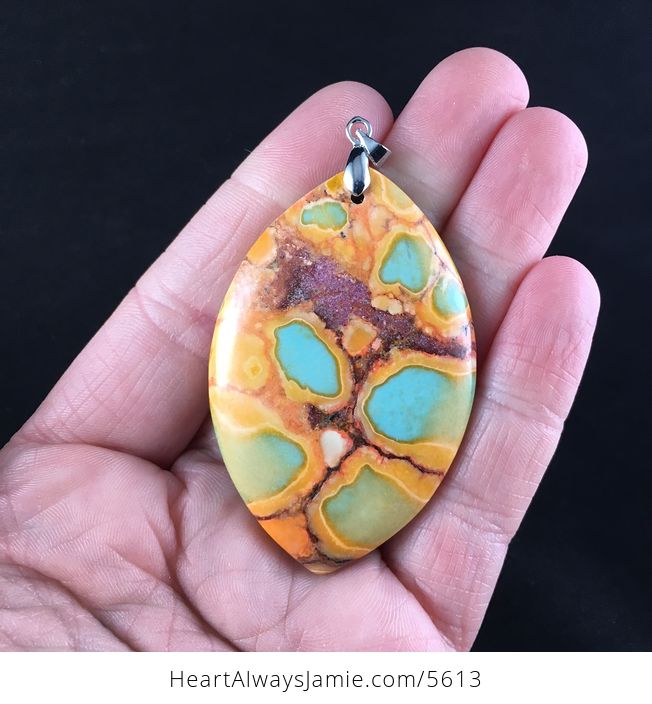 Orange and Green Turquoise Stone Jewelry Pendant - #K7t4liKnld8-1