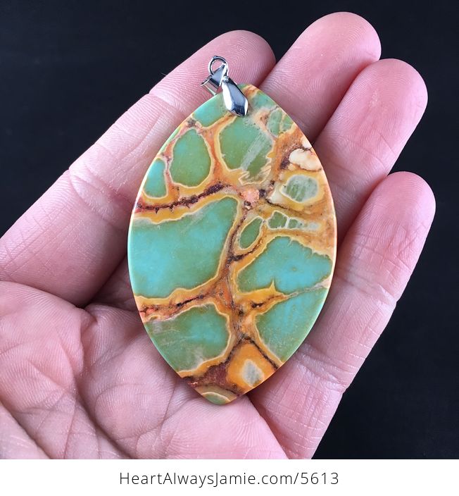 Orange and Green Turquoise Stone Jewelry Pendant - #K7t4liKnld8-7