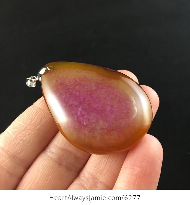 Orange and Pink Drusy Agate Stone Jewelry Pendant - #i9nGni41BTk-4